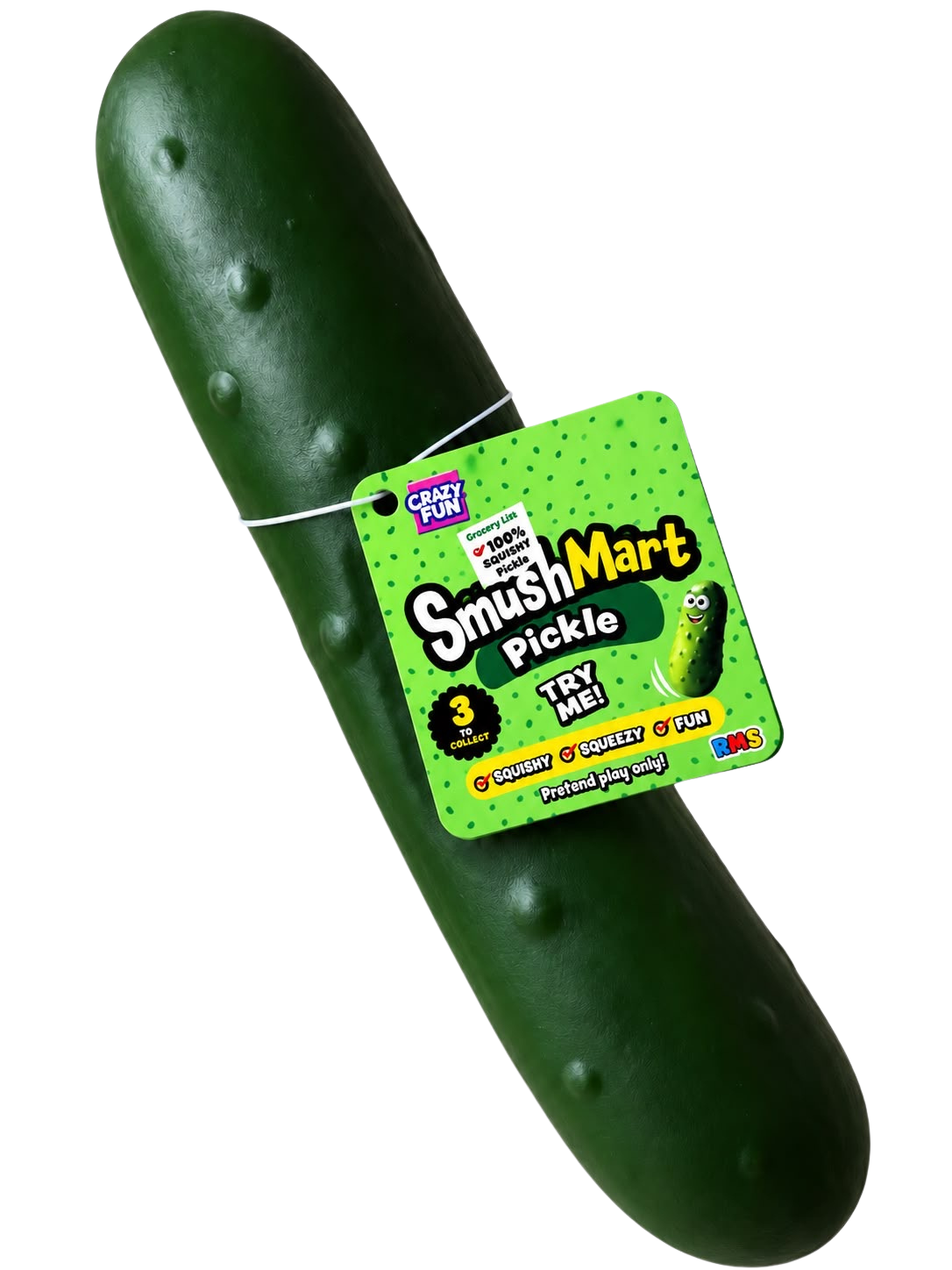 RMS CrazyFun SmushMart Green Pickle Foam Squeeze Toy Squishy Squeezable